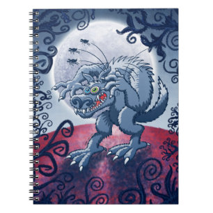 Werewolf Scratching Spooky Fleas Spiral Notebook