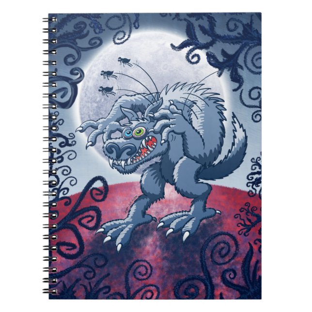 Werewolf Scratching Spooky Fleas Spiral Notebook (Front)