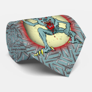 Werewolf Silver Bullets Blue Full Moon Halloween Tie