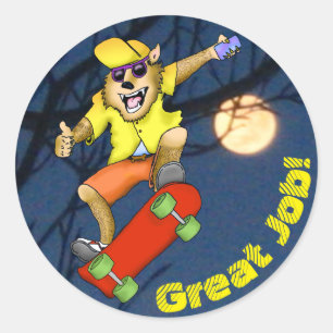 Werewolf Skateboarder Stickers