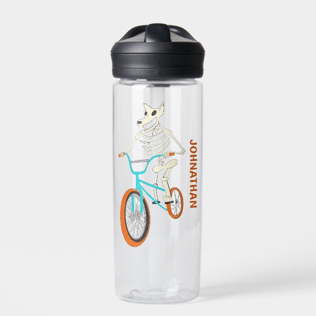 Werewolf Skeleton on a BMX Bike Personalized Water Bottle (Front)