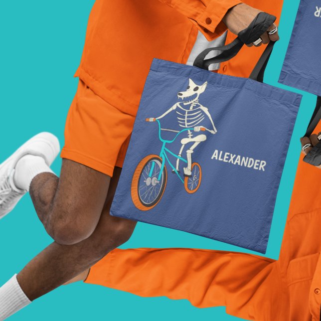 Werewolf Skeleton Riding a BMX Bike Personalized Tote Bag (Creator Uploaded)