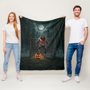 Werewolf Soccer Player Halloween Horror Art Fleece Blanket