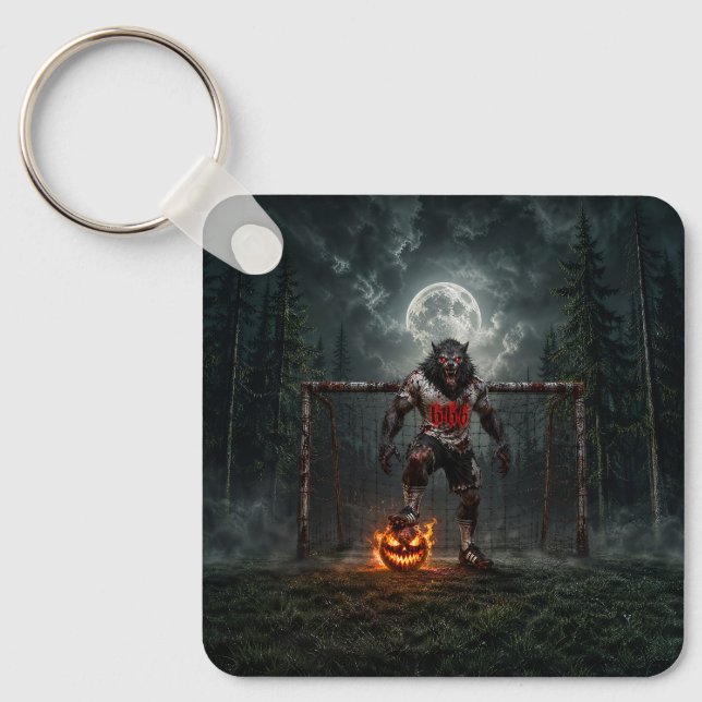  Werewolf Soccer Player Halloween Horror Art Key Ring (Front)