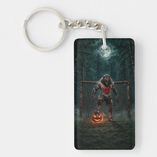  Werewolf Soccer Player Halloween Horror Art Key Ring (Front)