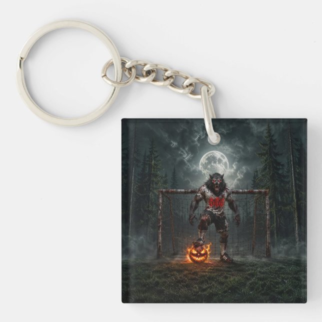  Werewolf Soccer Player Halloween Horror Art Key Ring (Front)