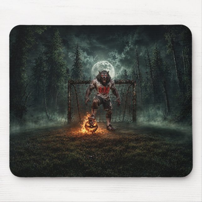 Werewolf Soccer Player Halloween Horror Art Mouse Pad (Front)
