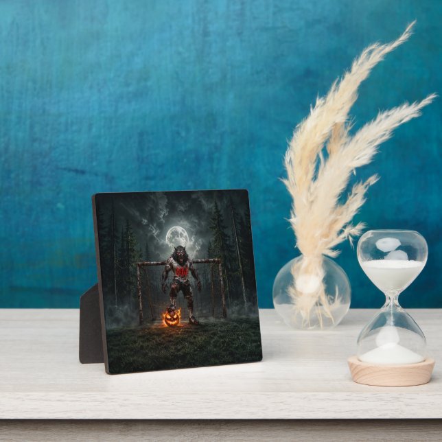 Werewolf Soccer Player Halloween Horror Art Plaque (Insitu)
