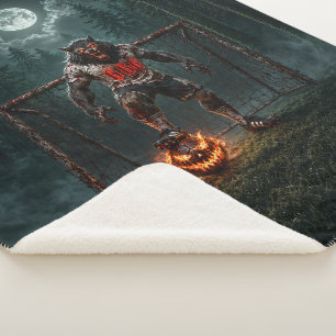 Werewolf Soccer Player Halloween Horror Art Sherpa Blanket