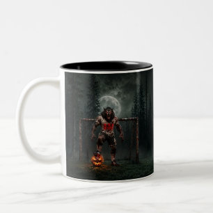 Werewolf Soccer Player Halloween Horror Art Two-Tone Coffee Mug