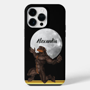 Werewolf standing in front of a moon iPhone 14 pro max case