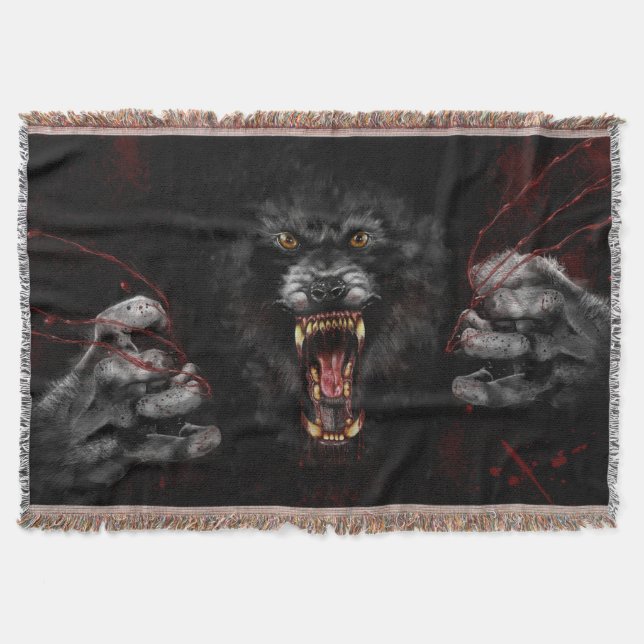 Werewolf Tearing Out Your Heart Throw Blanket (Front)
