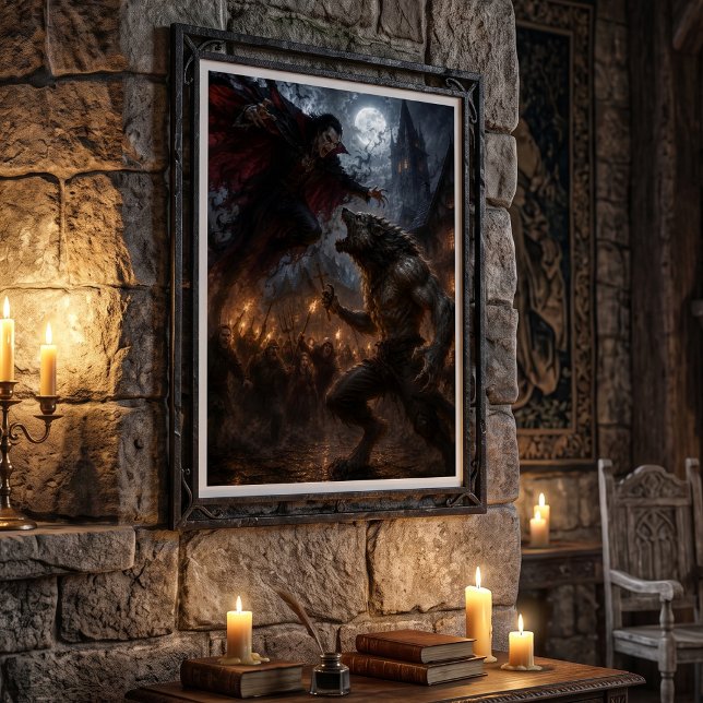 Werewolf vs Vampire Mediaeval Dark Fantasy Battle Poster (Creator Uploaded)