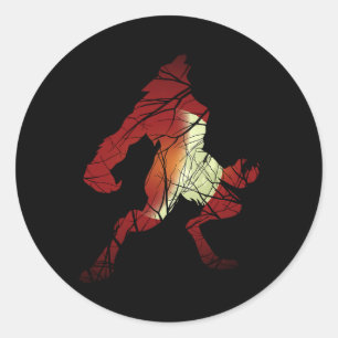 Werewolf Wolf Moon Werewolf Silhouette Halloween C Classic Round Sticker