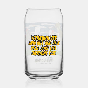 Werewolves Havinf Pizza Glass