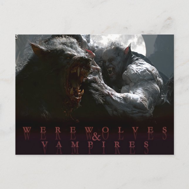 Werewolves & Vampires - Claws and Fangs Postcard (Front)