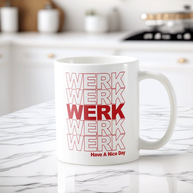 Werk Red Typography Coffee Mug (Creator Uploaded)
