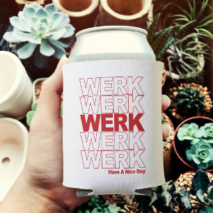WERK Retro Red Typography Can Cooler