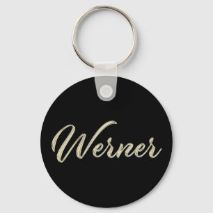 Werner Name whitegold Button Schlüsselanhänger Key Ring