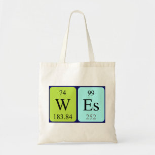 Wes periodic table name tote bag