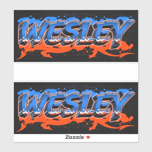 Wesley First Name Graffiti Sticker (Sheet)