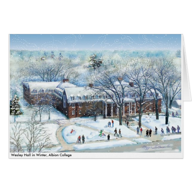 Wesley Hall in Winter, Albion College Note (Front Horizontal)