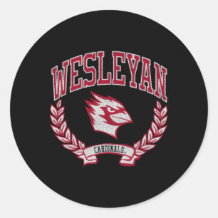 Wesleyan Cardinals Victory Black Classic Round Sticker