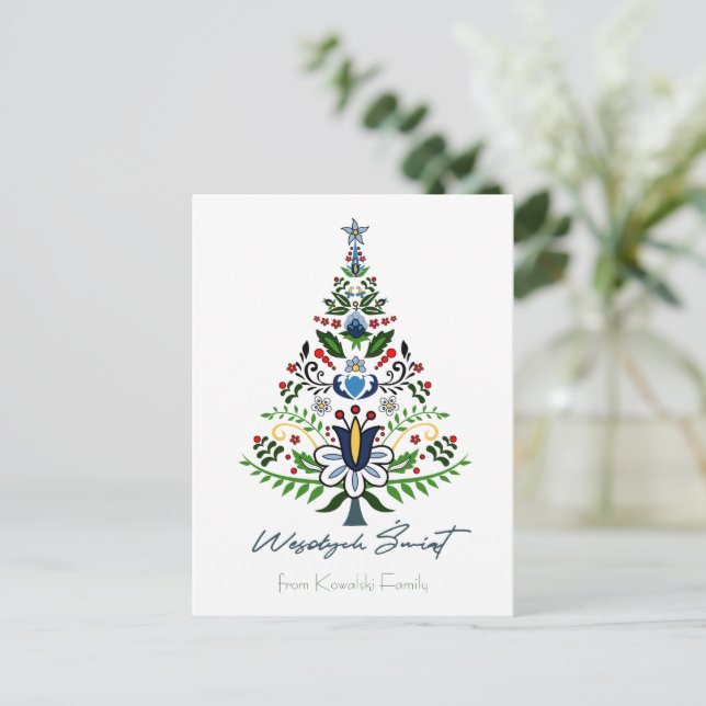 Wesolych Swiat - awesome Kashubian Christmas tree  Postcard (Standing Front)