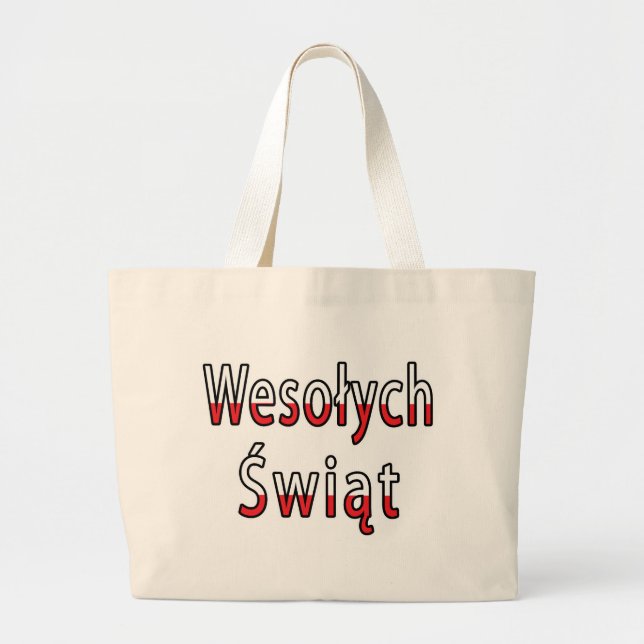 Wesolych Swiat Flag Large Tote Bag (Front)