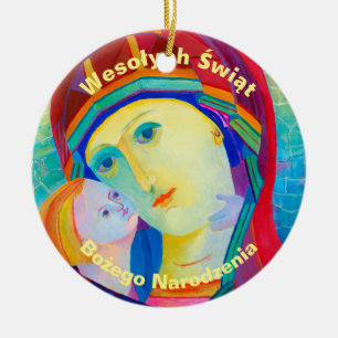 Wesołych Świąt Merry Christmas Gift Polish Ceramic Tree Decoration
