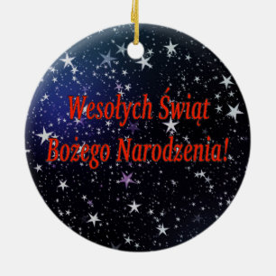 Wesołych Świąt ...! Merry Christmas in Polish r Ceramic Tree Decoration