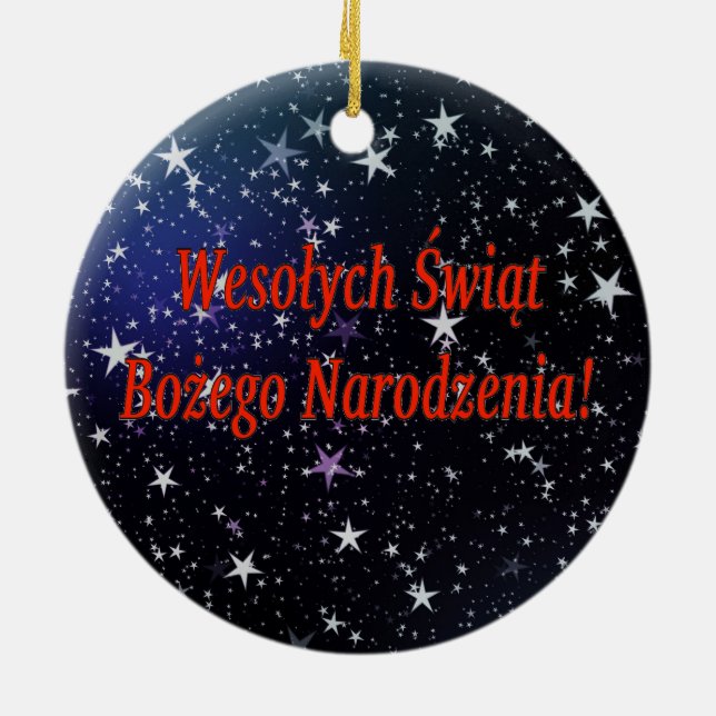 Wesołych Świąt ...! Merry Christmas in Polish rf Ceramic Tree Decoration (Back)