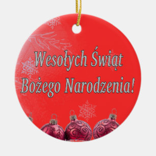 Wesołych Świąt ...! Merry Christmas in Polish w Ceramic Tree Decoration