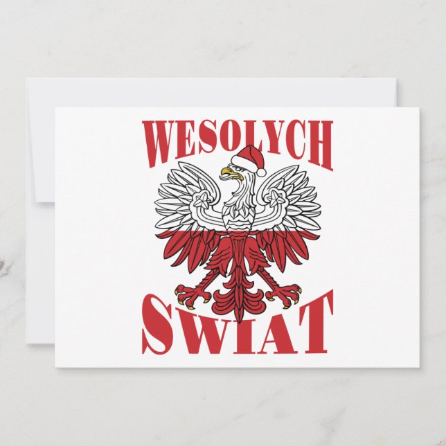 Wesolych Swiat Polish Christmas Eagle Santa Hat Holiday Card (Front)