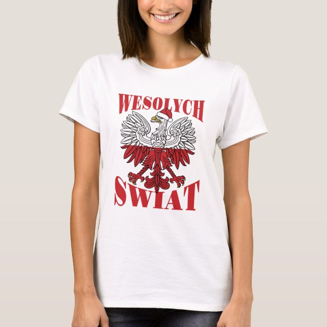 Wesolych Swiat Polish Christmas Eagle Santa Hat T-Shirt (Front)