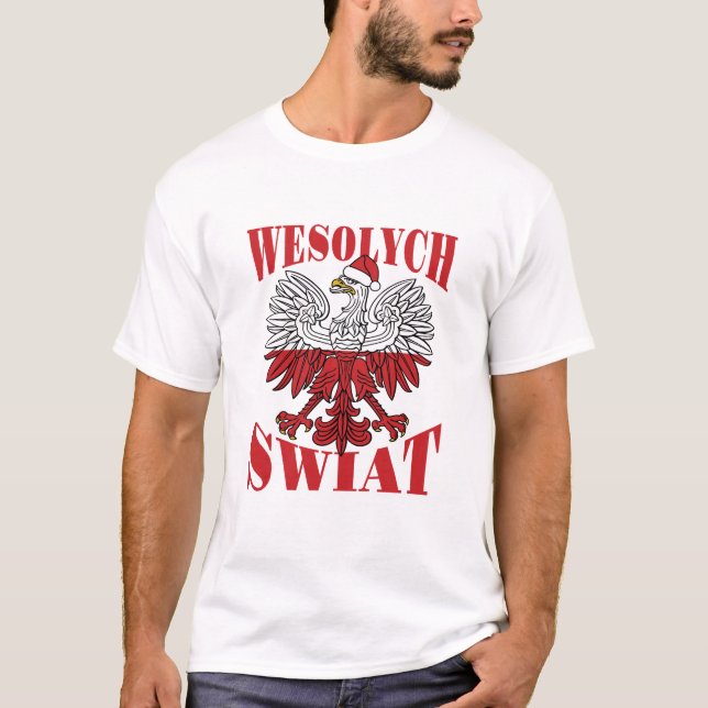 Wesolych Swiat Polish Christmas Eagle Santa Hat T-Shirt (Front)