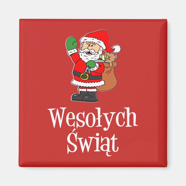 Wesolych Swiat Polish Christmas Santa Magnet (Front)