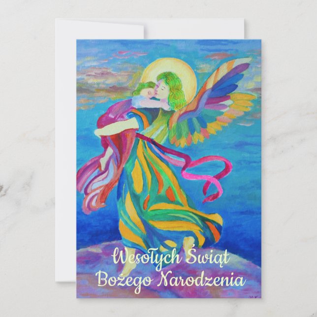 Wesołych świąt Religious Christmas Polish Angel Announcement (Front)