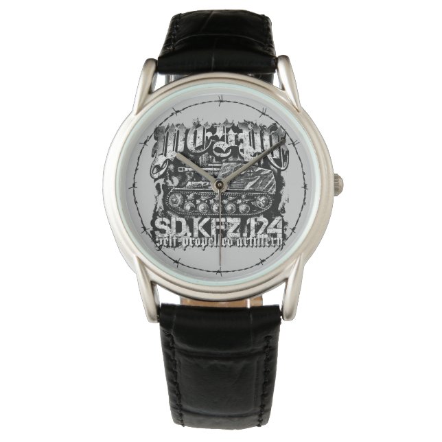 Wespe Crown Protector Black Leather Watch (Front)