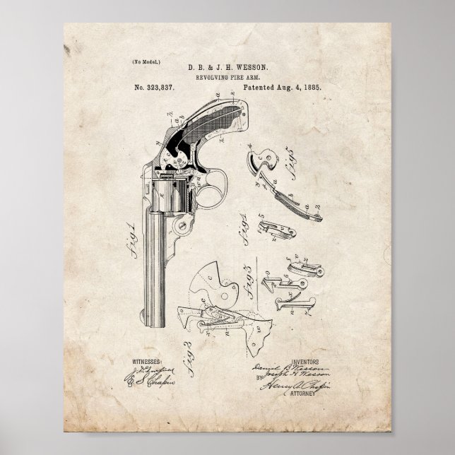Wesson Revolving Fire Arm Patent - Old Look Poster (Front)