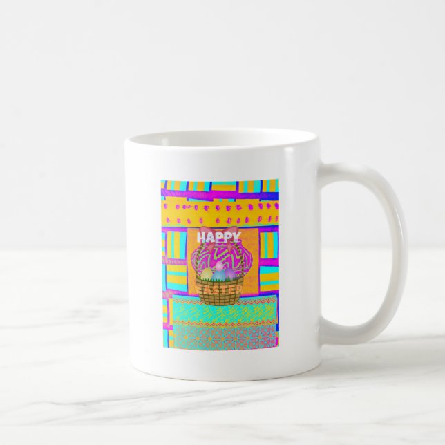 West African Inspired Easter Basket & Eggs Art  Coffee Mug (Right)