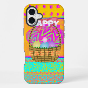 West African Inspired Easter Basket & Eggs Art iPhone 16 Plus Case