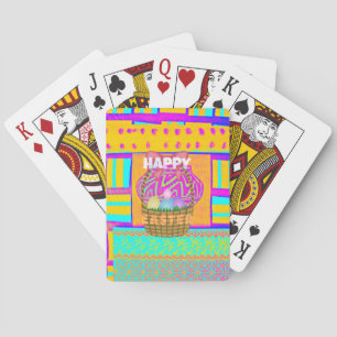 West African Inspired Easter Basket & Eggs Art Playing Cards