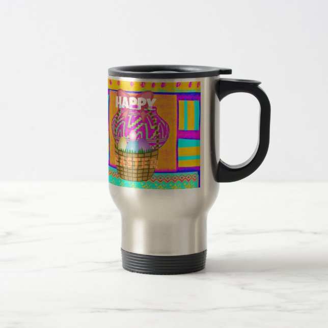 West African Inspired Easter Basket & Eggs Art  Travel Mug (Right)