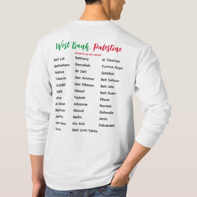 West Bank Villages and Cities Long Sleeve T-Shirt (Back)