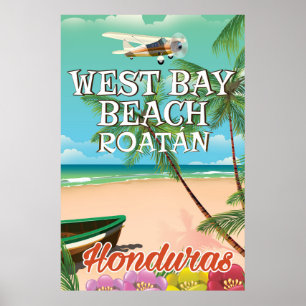 West Bay Beach, Roatán Honduras travel poster