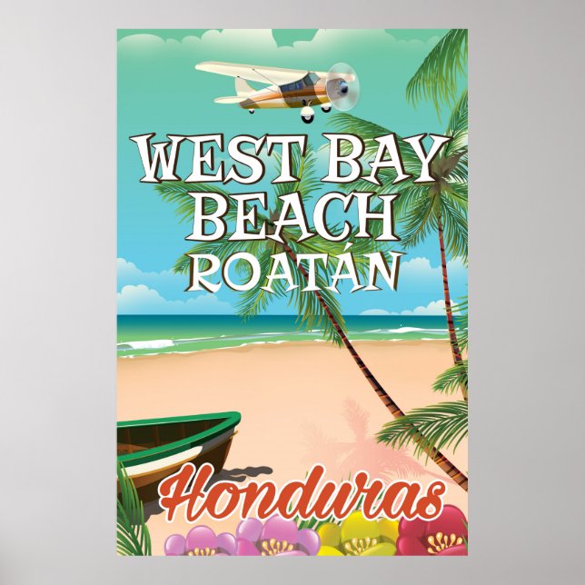 West Bay Beach, Roatán Honduras travel poster (Front)