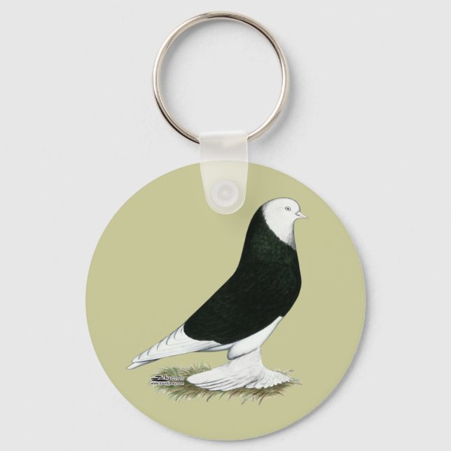 West Black Bald Pigeon Key Ring (Front)