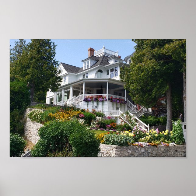 West Bluff Mansion on Mackinac Island, Michigan Poster (Front)