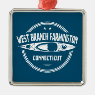 West Branch Farmington River Connecticut Kayaking Metal Tree Decoration